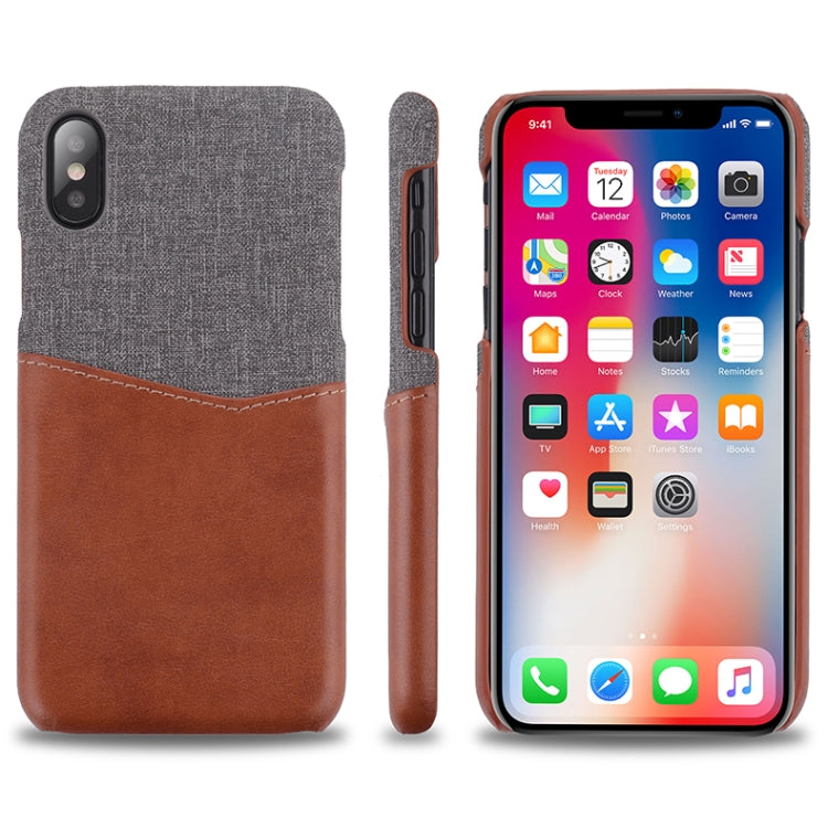 For iPhone XS Max PC + PU Splicing Case with Card Slots