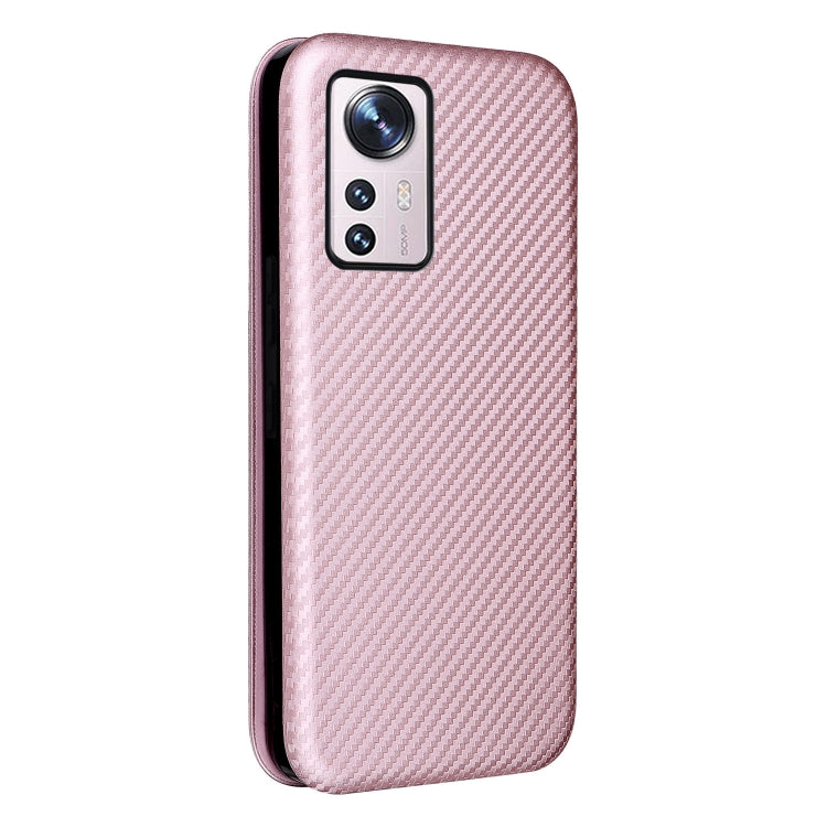 For Xiaomi 12 5G Carbon Fiber Texture Horizontal Flip PU Phone Case