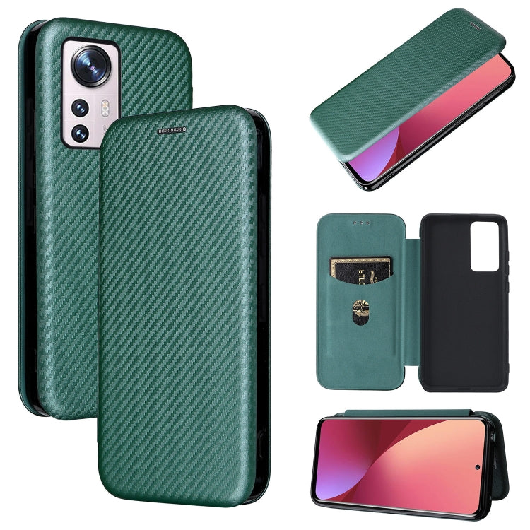 For Xiaomi 12 5G Carbon Fiber Texture Horizontal Flip PU Phone Case