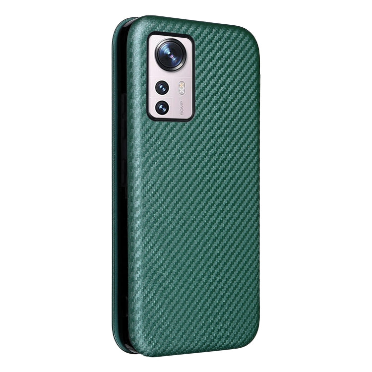 For Xiaomi 12 5G Carbon Fiber Texture Horizontal Flip PU Phone Case