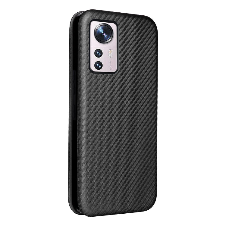For Xiaomi 12 5G Carbon Fiber Texture Horizontal Flip PU Phone Case