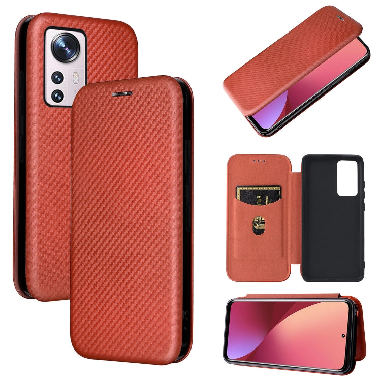 For Xiaomi 12 5G Carbon Fiber Texture Horizontal Flip PU Phone Case