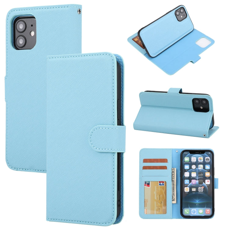 For iPhone 12 mini Cross Texture Detachable Leather Phone Case