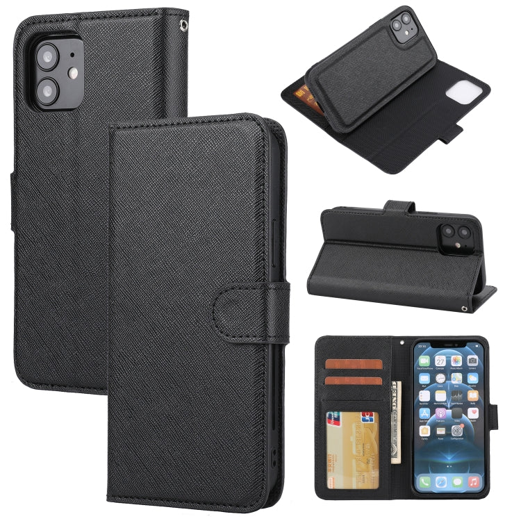 For iPhone 12 / 12 Pro Cross Texture Detachable Leather Phone Case