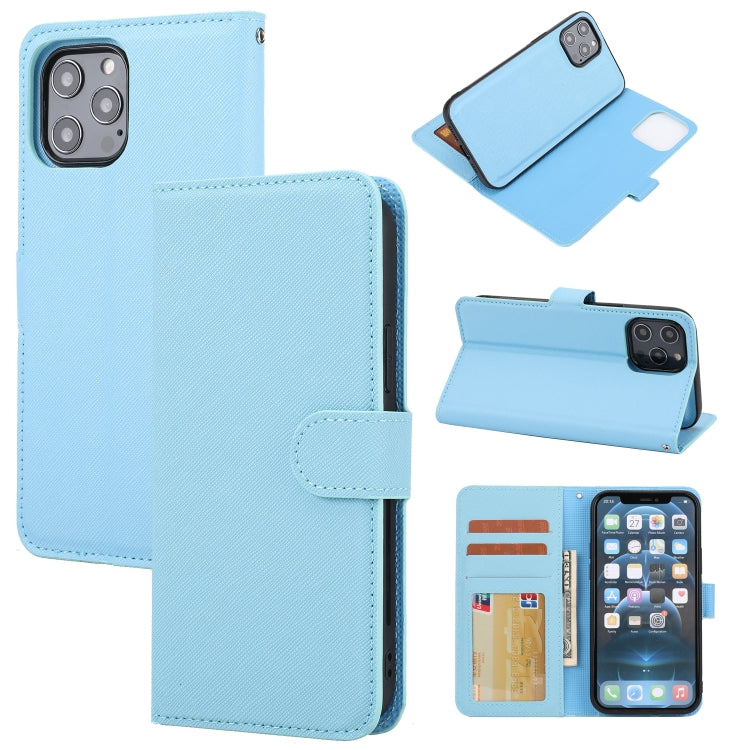 For iPhone 12 Pro Max Cross Texture Detachable Leather Phone Case