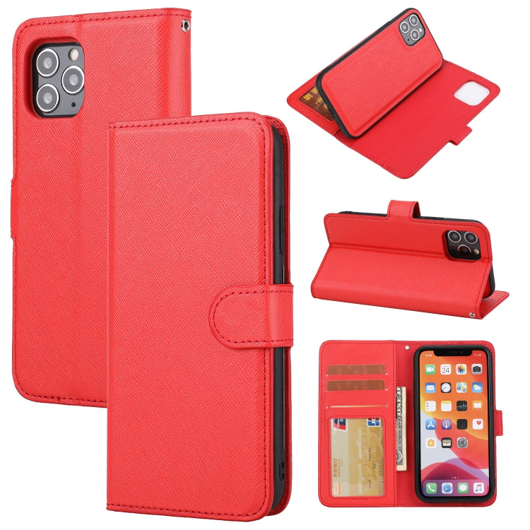 For iPhone 11 Pro Max Cross Texture Detachable Leather Phone Case