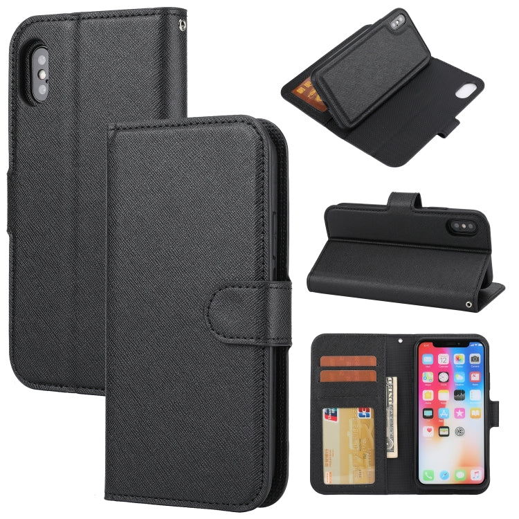 For iPhone X / XS Cross Texture Detachable Leather Phone Case