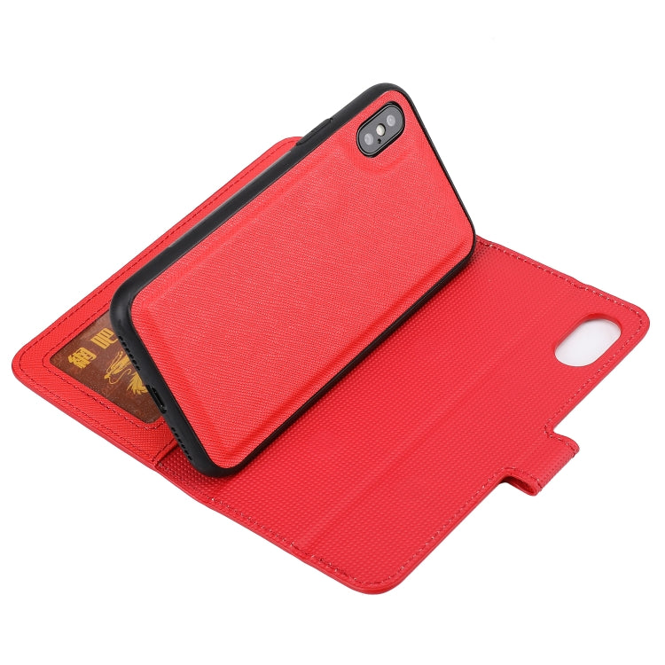 For iPhone XS Max Cross Texture Detachable Leather Phone Case