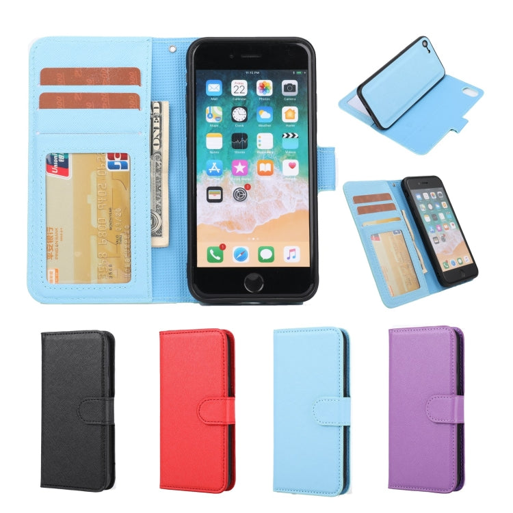 For iPhone SE 2022 / SE 2020 / 8 / 7 Cross Texture Detachable Leather Phone Case