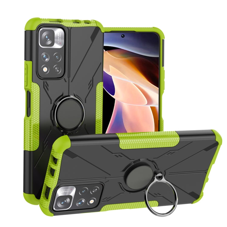 For Xiaomi Redmi Note 11 Pro Armor Bear Shockproof PC + TPU Protective Phone Case with Ring Holder