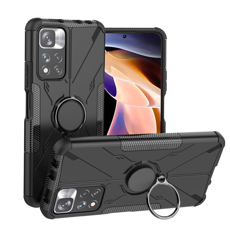 For Xiaomi Redmi Note 11 Pro Armor Bear Shockproof PC + TPU Protective Phone Case with Ring Holder