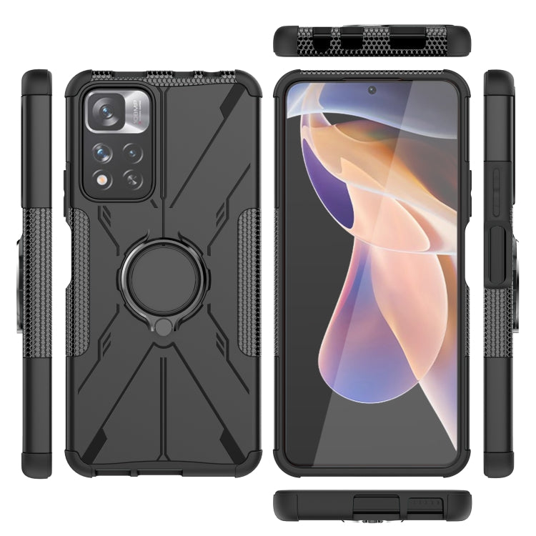 For Xiaomi Redmi Note 11 Pro Armor Bear Shockproof PC + TPU Protective Phone Case with Ring Holder
