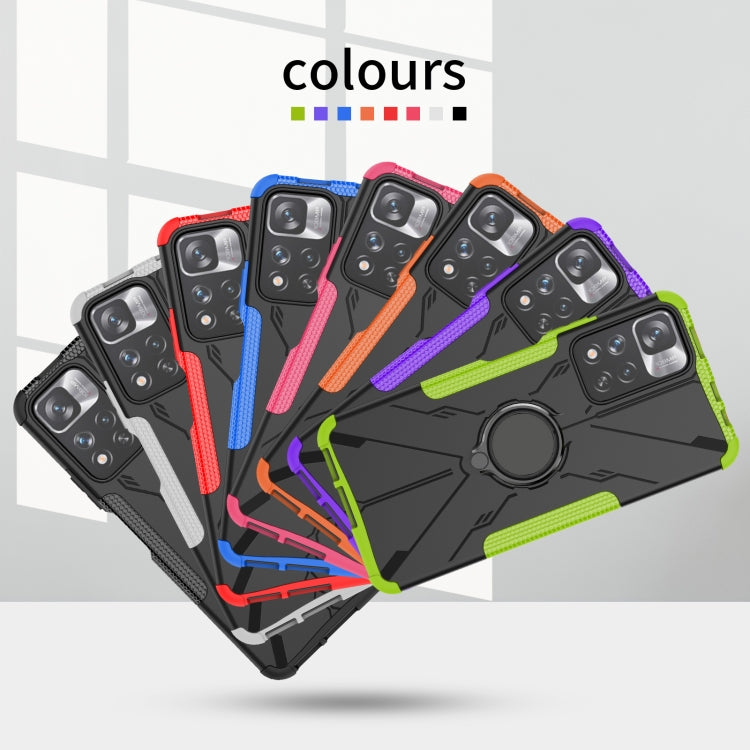 For Xiaomi Redmi Note 11 Pro Armor Bear Shockproof PC + TPU Protective Phone Case with Ring Holder