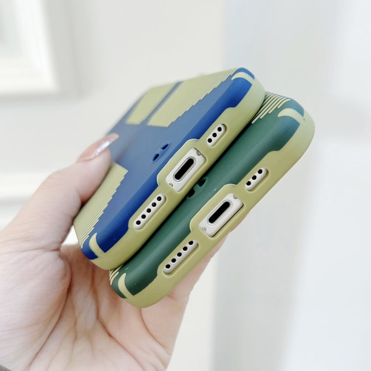 For iPhone 13 Pro Striped Cross Armor Phone Case