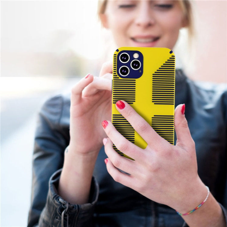 For iPhone 12 Pro Striped Cross Armor Phone Case