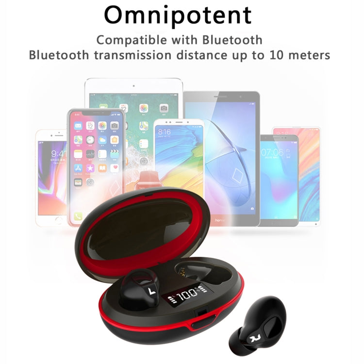 HAMTOD A1 TWS IPX4 Waterproof Bluetooth 5.0 Smart Bluetooth Earphone with Digital Display & Charging Box, Support Siri & HD Call(Black)
