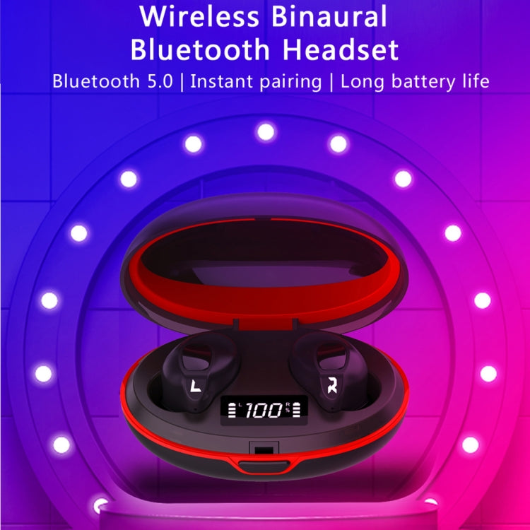 HAMTOD A1 TWS IPX4 Waterproof Bluetooth 5.0 Smart Bluetooth Earphone with Digital Display & Charging Box, Support Siri & HD Call(Black)