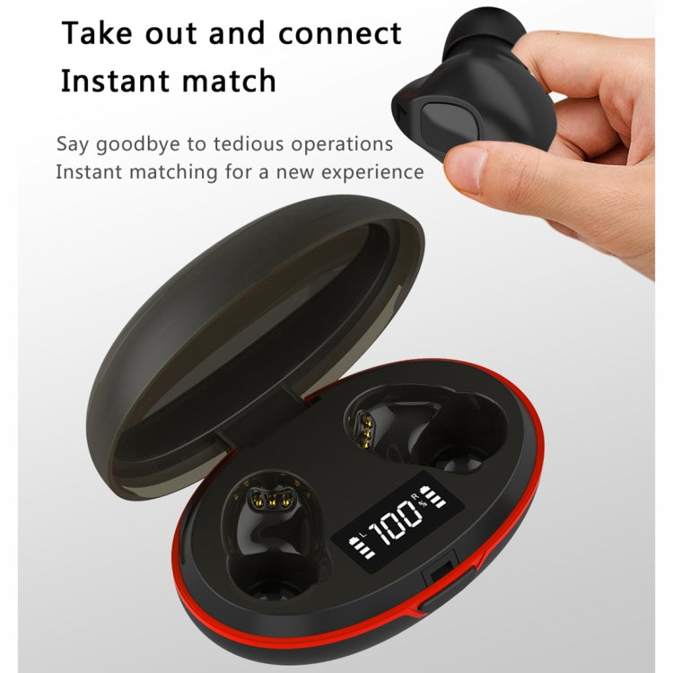 HAMTOD A1 TWS IPX4 Waterproof Bluetooth 5.0 Smart Bluetooth Earphone with Digital Display & Charging Box, Support Siri & HD Call(Black)