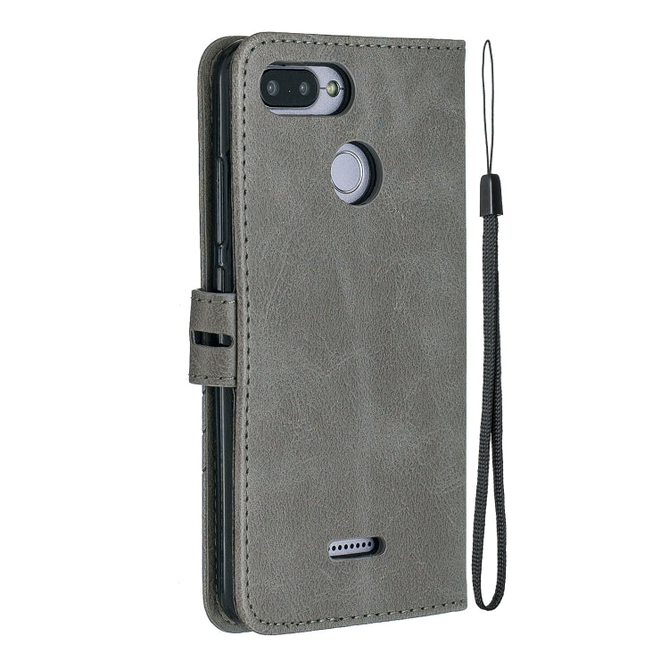 For Xiaomi Redmi 6 & 6A Stitching Style 2-Color Cow Texture Horizontal Flip PU Leather Case with Holder & Card Slot & Lanyard