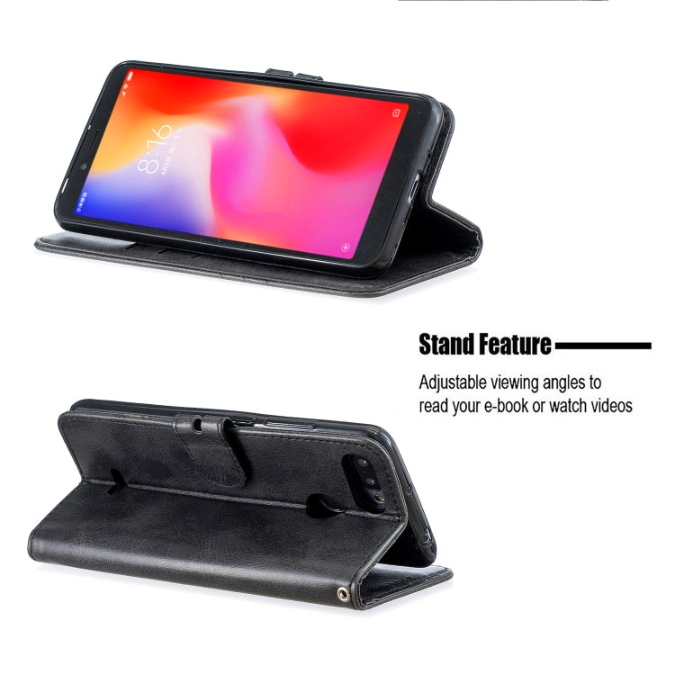 For Xiaomi Redmi 6 & 6A Stitching Style 2-Color Cow Texture Horizontal Flip PU Leather Case with Holder & Card Slot & Lanyard