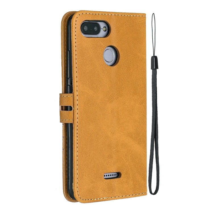 For Xiaomi Redmi 6 & 6A Stitching Style 2-Color Cow Texture Horizontal Flip PU Leather Case with Holder & Card Slot & Lanyard