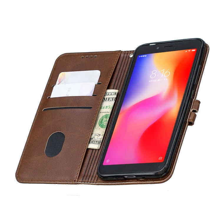 For Xiaomi Redmi 6 & 6A Stitching Style 2-Color Cow Texture Horizontal Flip PU Leather Case with Holder & Card Slot & Lanyard