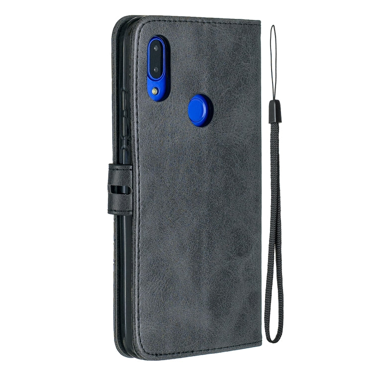 For Xiaomi Redmi 7 Stitching Style 2-Color Cow Texture Horizontal Flip PU Leather Case with Holder & Card Slot & Lanyard