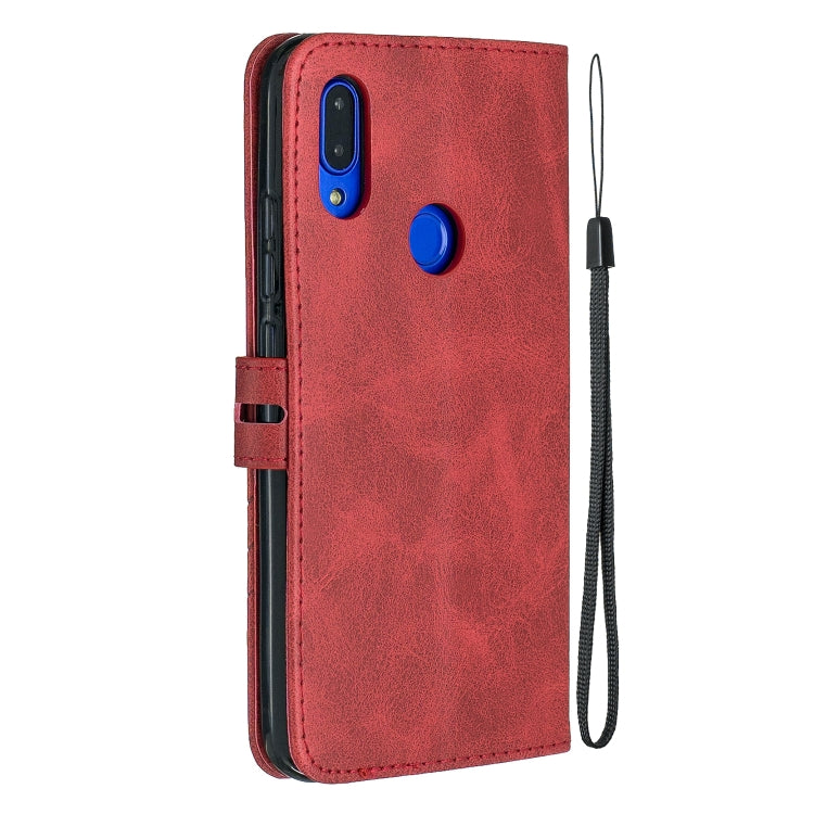 For Xiaomi Redmi 7 Stitching Style 2-Color Cow Texture Horizontal Flip PU Leather Case with Holder & Card Slot & Lanyard