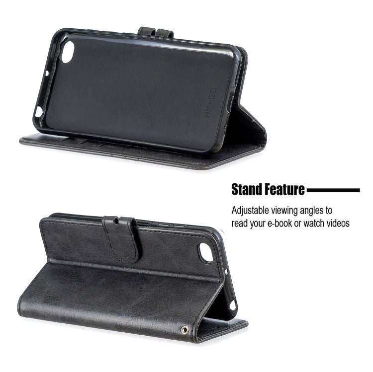 For Xiaomi Redmi GO Stitching Style 2-Color Cow Texture Horizontal Flip PU Leather Case with Holder & Card Slot & Lanyard