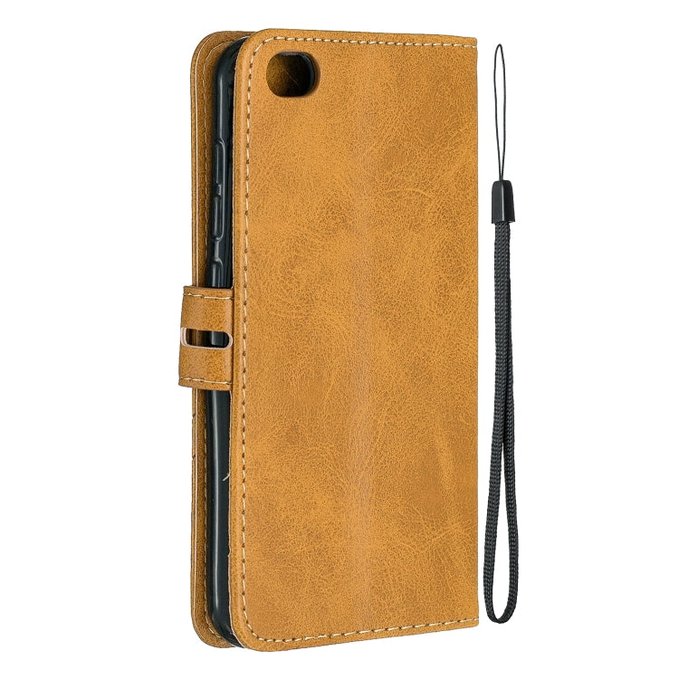 For Xiaomi Redmi GO Stitching Style 2-Color Cow Texture Horizontal Flip PU Leather Case with Holder & Card Slot & Lanyard