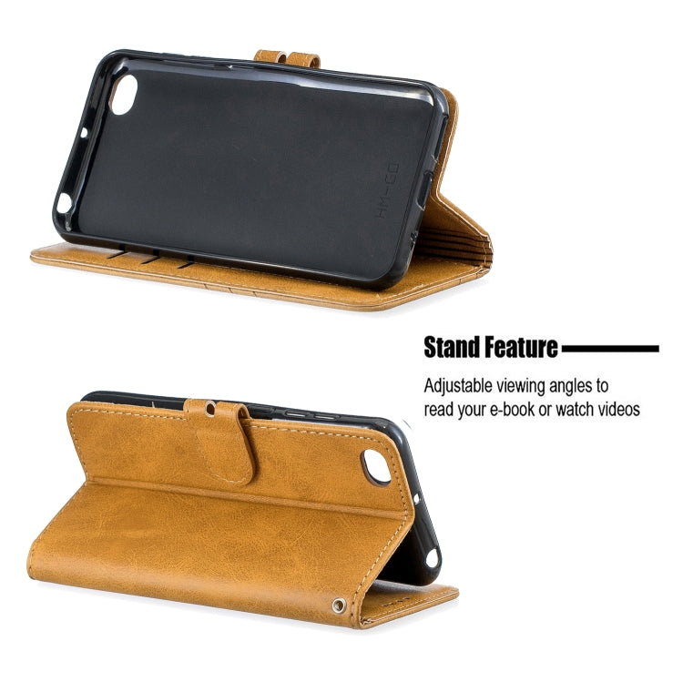 For Xiaomi Redmi GO Stitching Style 2-Color Cow Texture Horizontal Flip PU Leather Case with Holder & Card Slot & Lanyard
