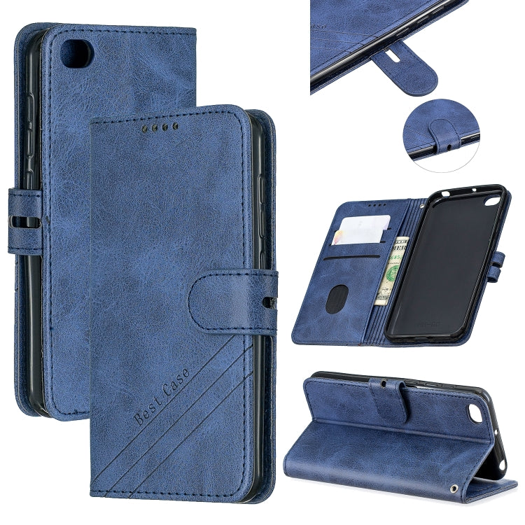For Xiaomi Redmi GO Stitching Style 2-Color Cow Texture Horizontal Flip PU Leather Case with Holder & Card Slot & Lanyard