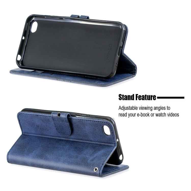 For Xiaomi Redmi GO Stitching Style 2-Color Cow Texture Horizontal Flip PU Leather Case with Holder & Card Slot & Lanyard