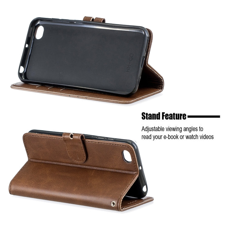 For Xiaomi Redmi GO Stitching Style 2-Color Cow Texture Horizontal Flip PU Leather Case with Holder & Card Slot & Lanyard