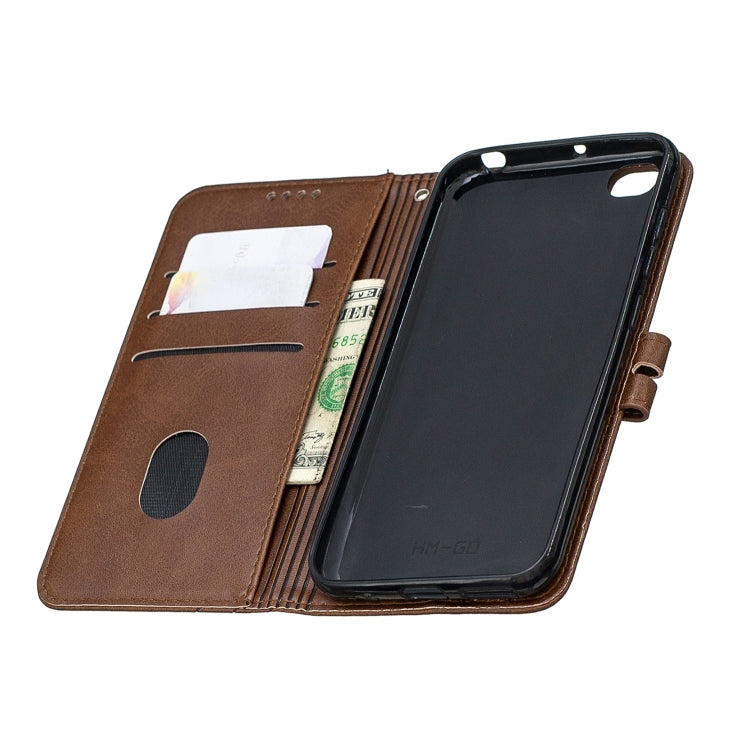 For Xiaomi Redmi GO Stitching Style 2-Color Cow Texture Horizontal Flip PU Leather Case with Holder & Card Slot & Lanyard
