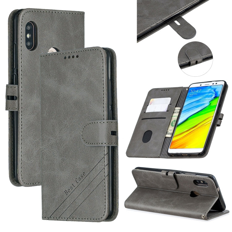 For Xiaomi Redmi Note 5 Stitching Style 2-Color Cow Texture Horizontal Flip PU Leather Case with Holder & Card Slot & Lanyard