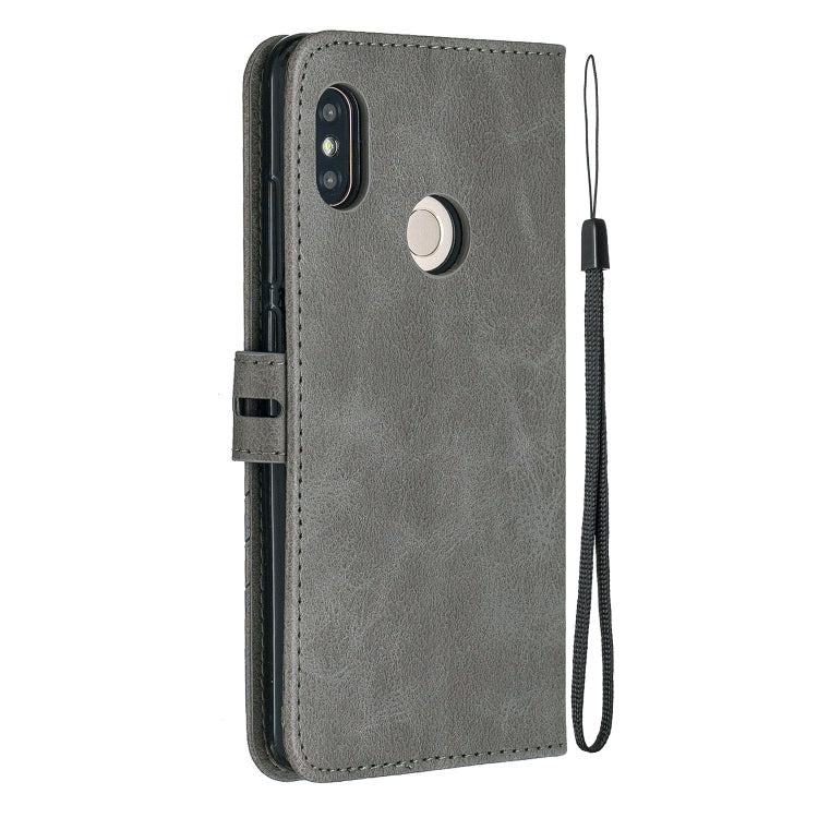 For Xiaomi Redmi Note 5 Stitching Style 2-Color Cow Texture Horizontal Flip PU Leather Case with Holder & Card Slot & Lanyard