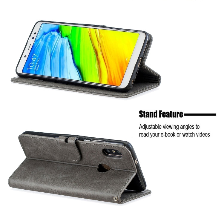 For Xiaomi Redmi Note 5 Stitching Style 2-Color Cow Texture Horizontal Flip PU Leather Case with Holder & Card Slot & Lanyard