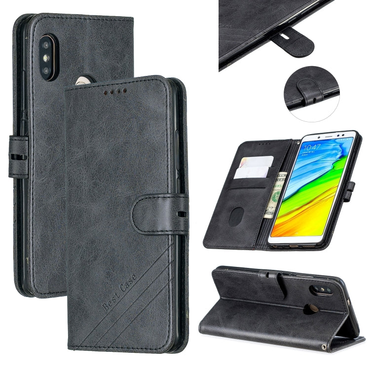 For Xiaomi Redmi Note 5 Stitching Style 2-Color Cow Texture Horizontal Flip PU Leather Case with Holder & Card Slot & Lanyard