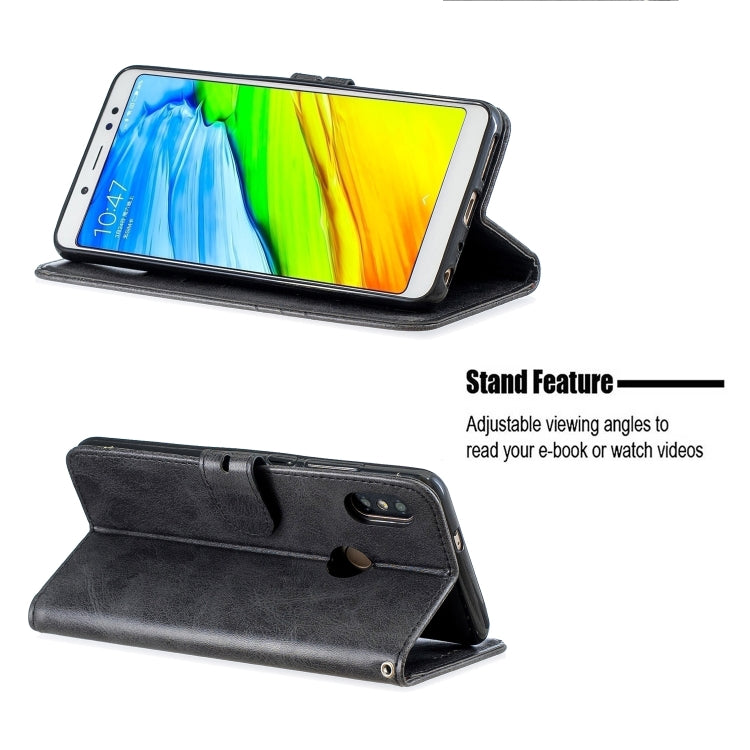 For Xiaomi Redmi Note 5 Stitching Style 2-Color Cow Texture Horizontal Flip PU Leather Case with Holder & Card Slot & Lanyard
