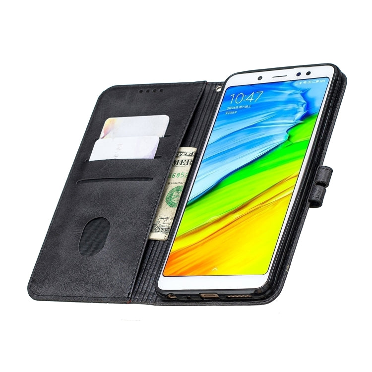 For Xiaomi Redmi Note 5 Stitching Style 2-Color Cow Texture Horizontal Flip PU Leather Case with Holder & Card Slot & Lanyard