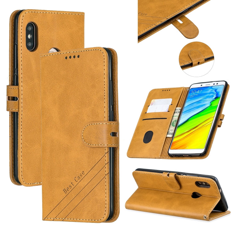 For Xiaomi Redmi Note 5 Stitching Style 2-Color Cow Texture Horizontal Flip PU Leather Case with Holder & Card Slot & Lanyard