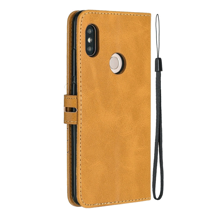 For Xiaomi Redmi Note 5 Stitching Style 2-Color Cow Texture Horizontal Flip PU Leather Case with Holder & Card Slot & Lanyard