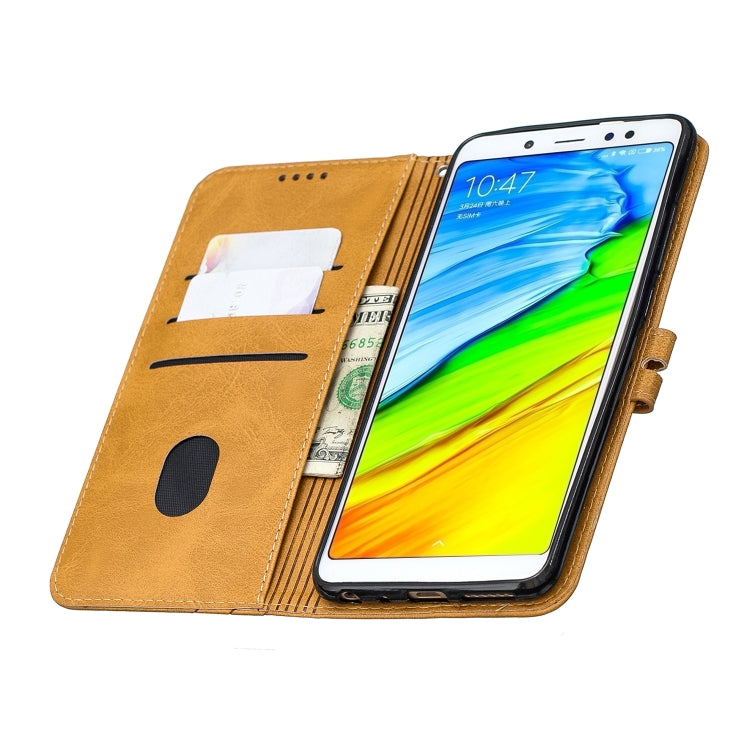 For Xiaomi Redmi Note 5 Stitching Style 2-Color Cow Texture Horizontal Flip PU Leather Case with Holder & Card Slot & Lanyard