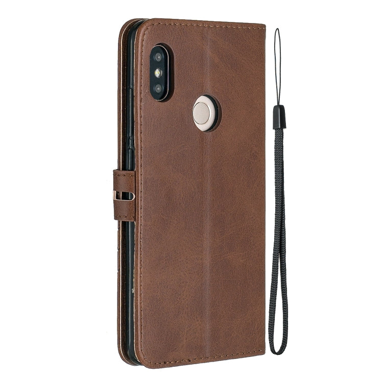 For Xiaomi Redmi Note 5 Stitching Style 2-Color Cow Texture Horizontal Flip PU Leather Case with Holder & Card Slot & Lanyard