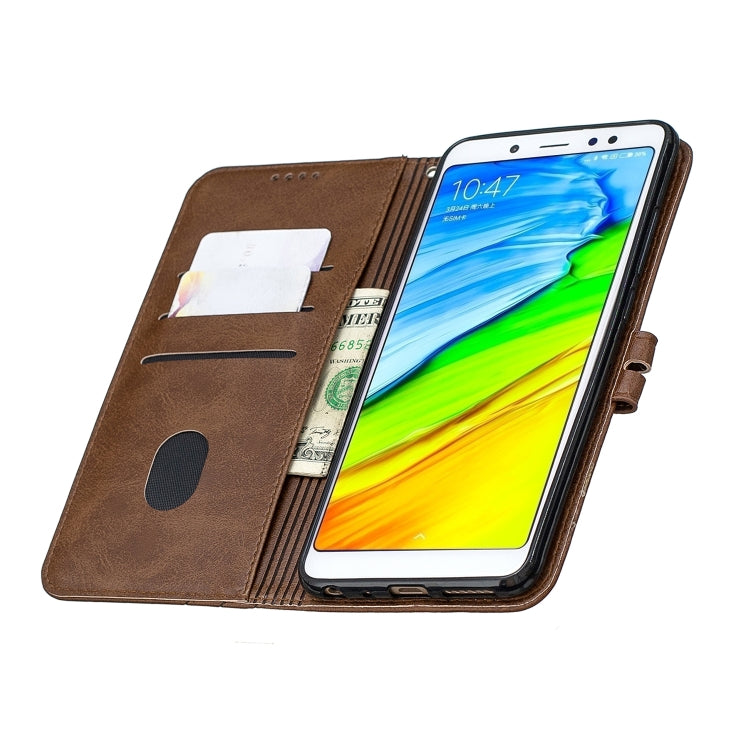 For Xiaomi Redmi Note 5 Stitching Style 2-Color Cow Texture Horizontal Flip PU Leather Case with Holder & Card Slot & Lanyard