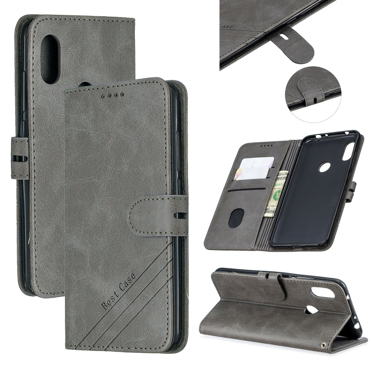For Xiaomi Redmi Note 6 Stitching Style 2-Color Cow Texture Horizontal Flip PU Leather Case with Holder & Card Slot & Lanyard