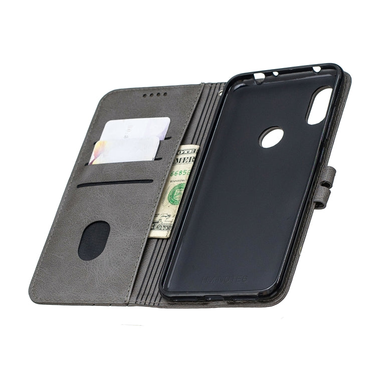 For Xiaomi Redmi Note 6 Stitching Style 2-Color Cow Texture Horizontal Flip PU Leather Case with Holder & Card Slot & Lanyard