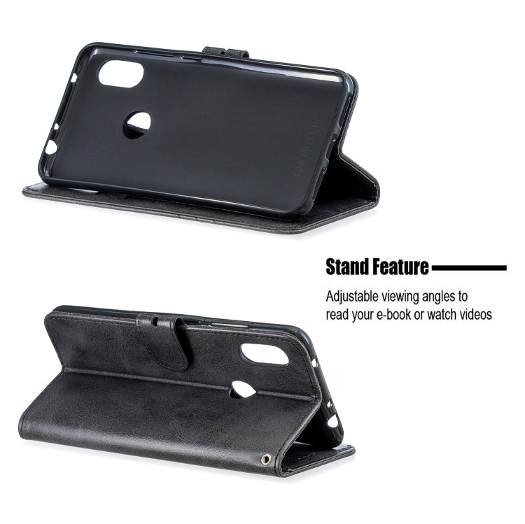 For Xiaomi Redmi Note 6 Stitching Style 2-Color Cow Texture Horizontal Flip PU Leather Case with Holder & Card Slot & Lanyard