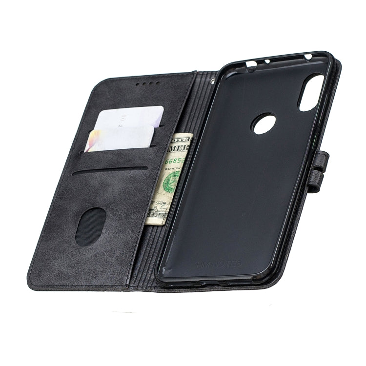 For Xiaomi Redmi Note 6 Stitching Style 2-Color Cow Texture Horizontal Flip PU Leather Case with Holder & Card Slot & Lanyard